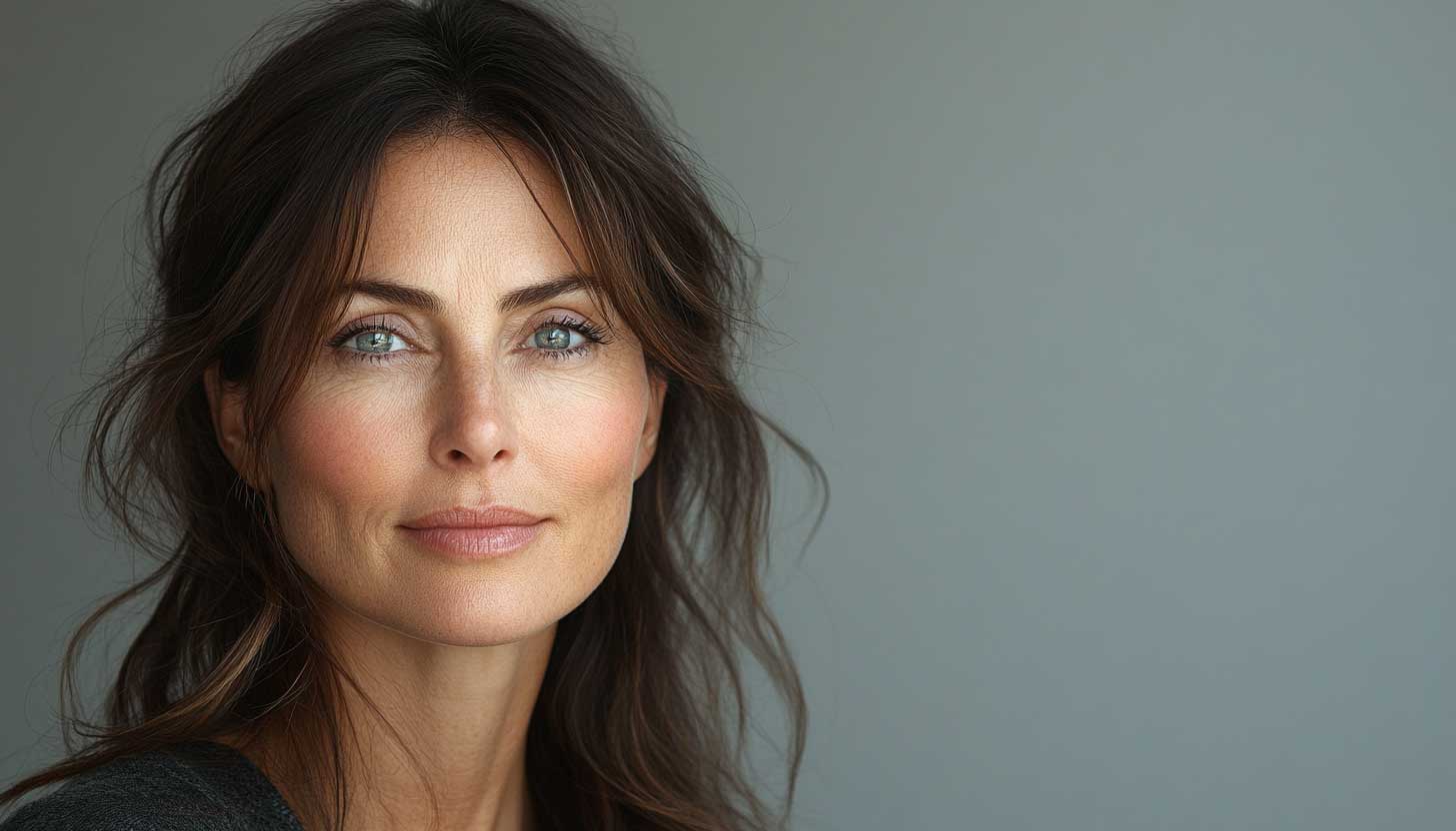 Woman with a balanced and defined jawline showcasing results of chin augmentation in Dunwoody, Sandy Springs, Brookhaven, Roswell, and Johns Creek.