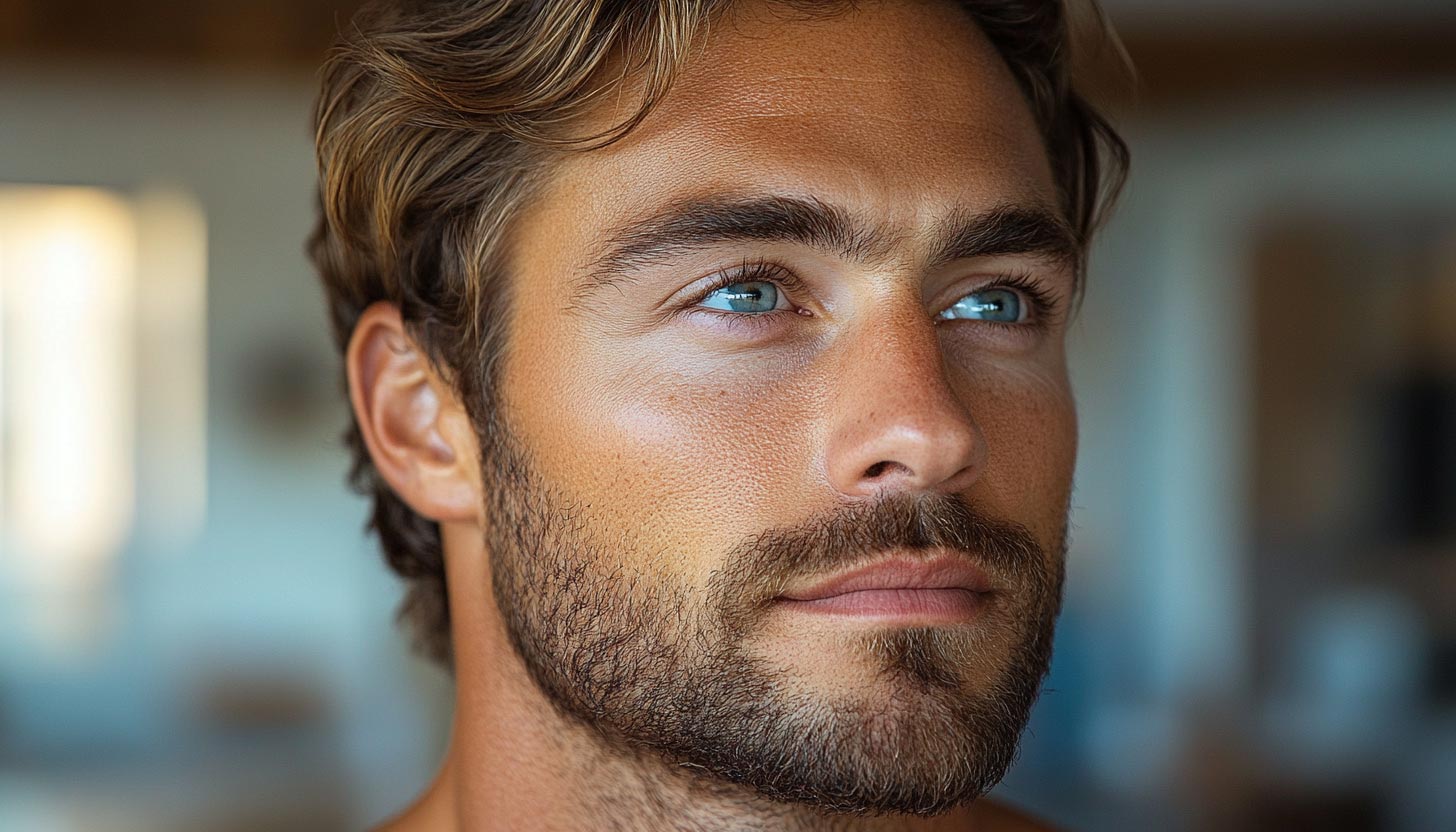 Confident man showcasing results of otoplasty/ear pinning surgery in Dunwoody, Sandy Springs, Brookhaven, Roswell, and Johns Creek.
