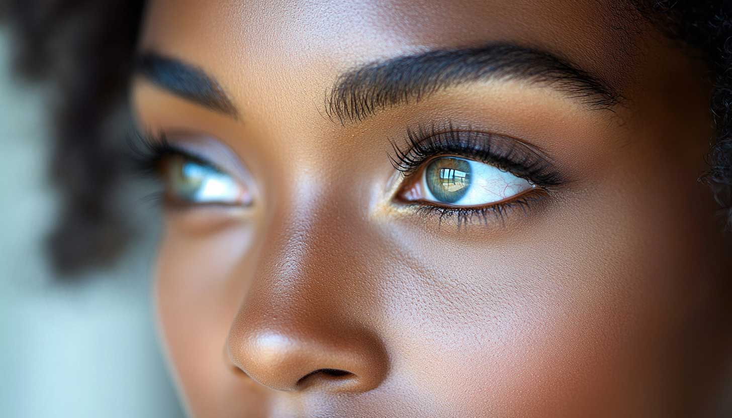 Close-up of a woman's refreshed lower eyelids showcasing results of lower blepharoplasty in Dunwoody, Sandy Springs, Brookhaven, Roswell, and Johns Creek.